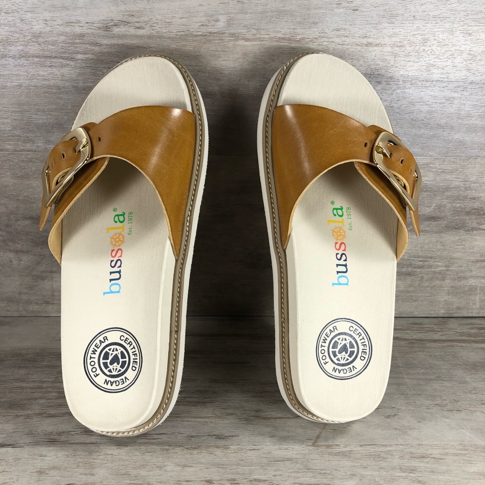 NEW Bussola Pinoye Sandal Vegan Brown with Gold Buckle Women 6.5, 7.5, 8.5 - Picture 6 of 13